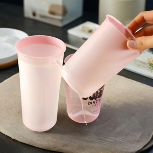 Frosted Transparent Plastic <strong>Cups</strong> Customized Logo Printing Disposable Boba Tea Juice Beverage PP Injection Moulding U Shape <strong>Cup</strong> - Product Image 2