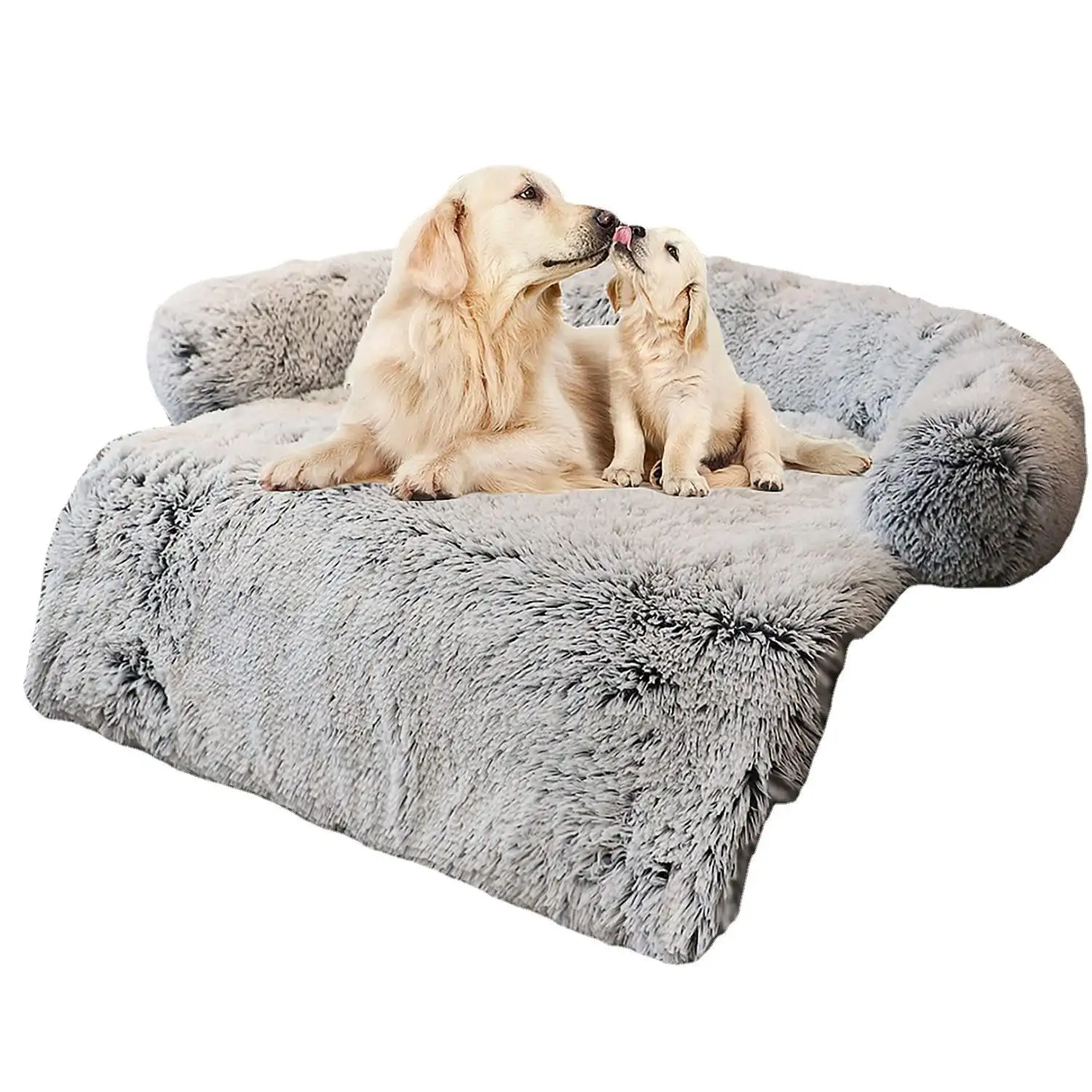 Tempat Tidur Hewan Peliharaan Mewah untuk Sofa Anjing Besar dengan Bantal Guling Leher Kucing Selimut Sarang Yang Dapat Dilepas Bantal Tempat Tidur Hewan Peliharaan