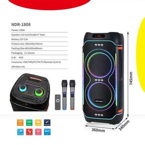 便携式10英寸双扬声器无线卡拉ok机RGB发光二极管照明80w功率5.0版家庭影院电脑制造DJ