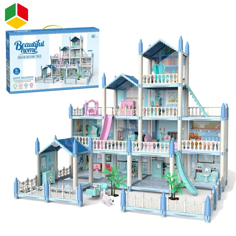 QS-casa de muñecas de plástico para niñas, casa de muñecas de gran tamaño, modelo de casa de muñecas