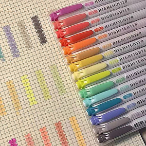 15pcs Double Ended <strong>Highlighters</strong>, Dual <strong>Tip</strong> Mild Color <strong>Highlighter</strong> Marker Pen for Coloring, Highlighting,Broad and Fine <strong>Tips</strong> - Product Image 1