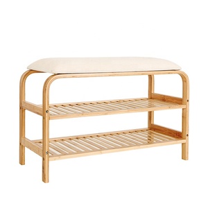 Iki katmanlı istiflenebilir giriş yolu bambu ayakkabı rafı - Product Image 5