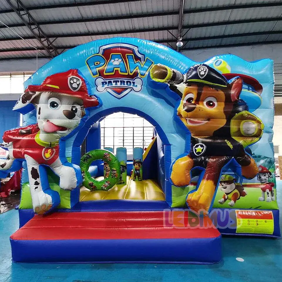 Nuovo design paw dog gonfiabili rimbalzare castello bouncy jumping buttafuori dei cartoni animati per bambini gonfiabile combo buttafuori con scivolo