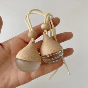Botella de aromaterapia portátil para coche, difusor de escarcha en forma de gota, 5ml, tapa de madera, vacía - Product Image 6