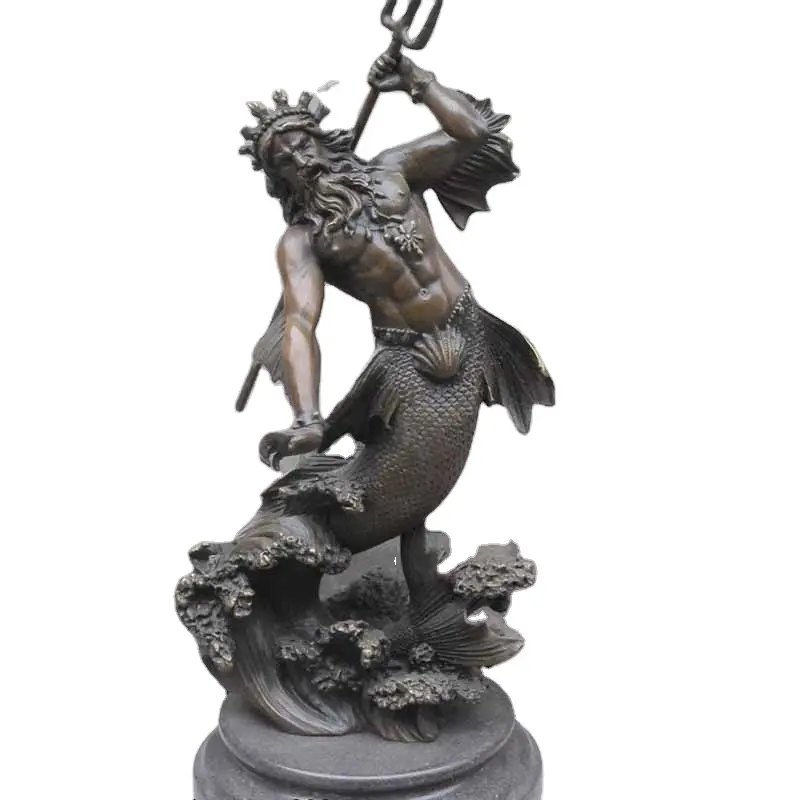 Горячая распродажа, древняя греческая бронзовая скульптура в натуральную величину, позейдон, повелитель моря, бронзовая статуя