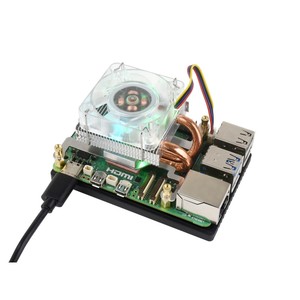 Low-Profile ICE Tower CPU-Lüfter für <span class=keywords><strong>Raspberry</strong></span> <span class=keywords><strong>Pi</strong></span> 5 U-förmiges Kupfer rohr, Kühl flossen, mit bunter RGB-LED