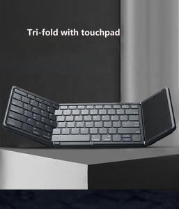 El más nuevo teclado portátil inalámbrico mini plegable recargable con Mouse touchpad computadora portátil PC USB tipo-c ratones de diente azul - Product Image 4