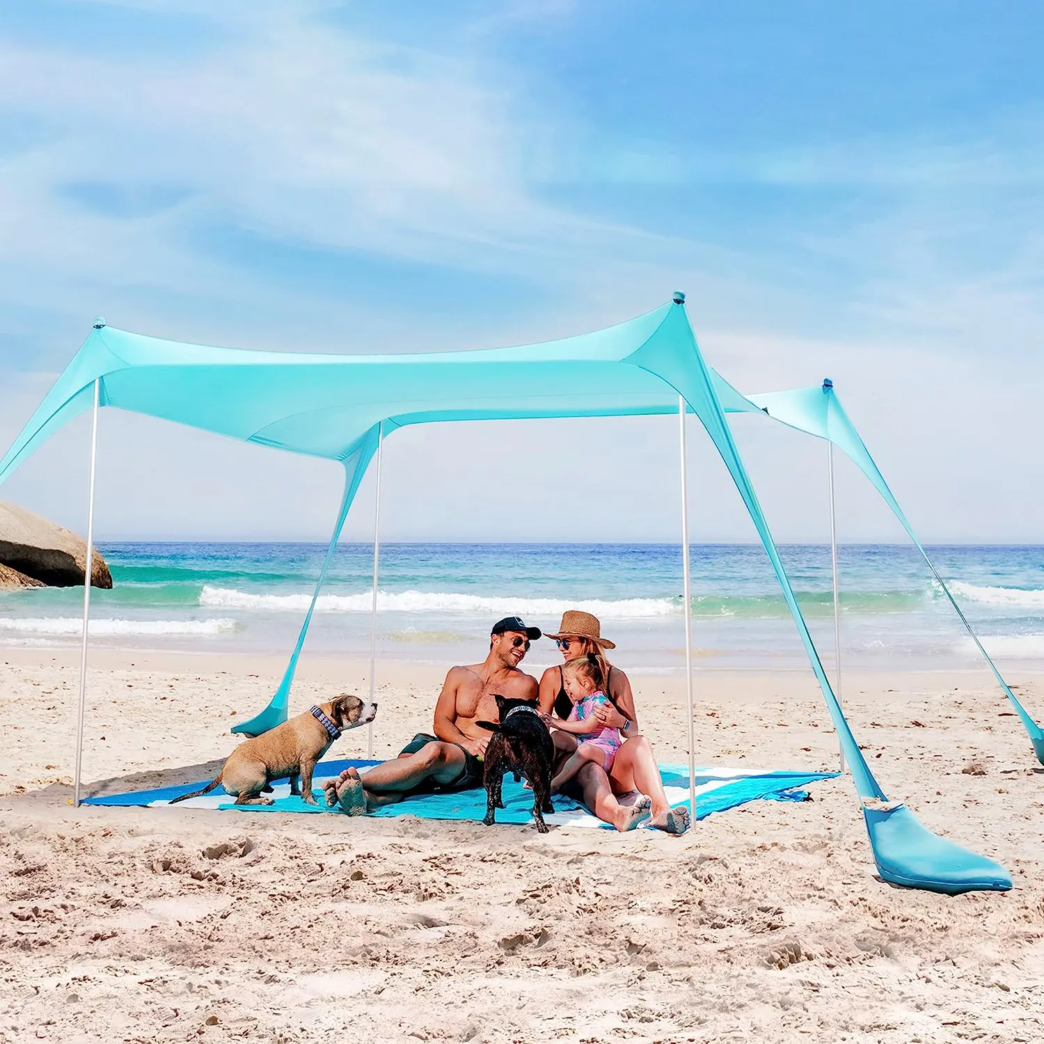 Tienda de playa estirable, refugio solar, toldo de playa de LICRA para acampar, tienda de sombra de playa con protección UV UPF 50 +