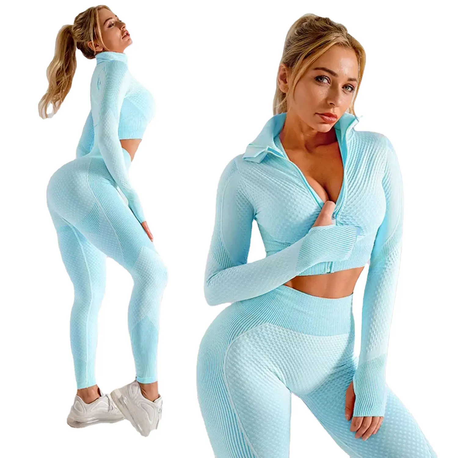 Dikişsiz egzersiz setleri dikişsiz sportif tasarım kadınlar spor setleri yaz sıcak satış konfor Fitness Yoga giyim