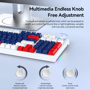 H96 Three Mode Mechanical <strong>Keyboard</strong> Hot Plug Customized RGB Russian Game Bluetooth Wireless <strong>Keyboard</strong>