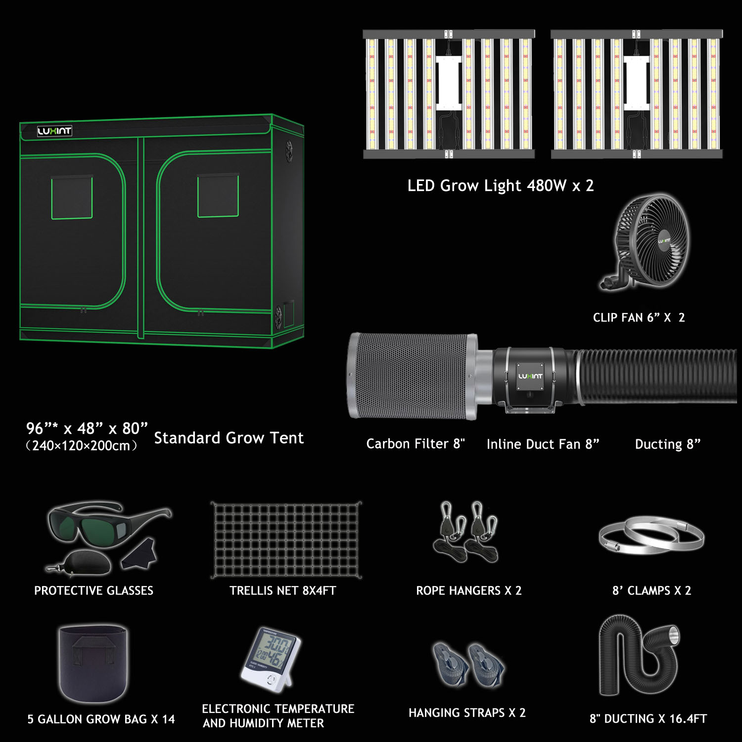 8x4ft tent +960w grow light set