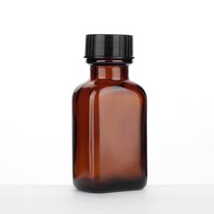 25毫升扁平方形琥珀色护肤精油酊瓶，带螺旋盖 - Product Image 1