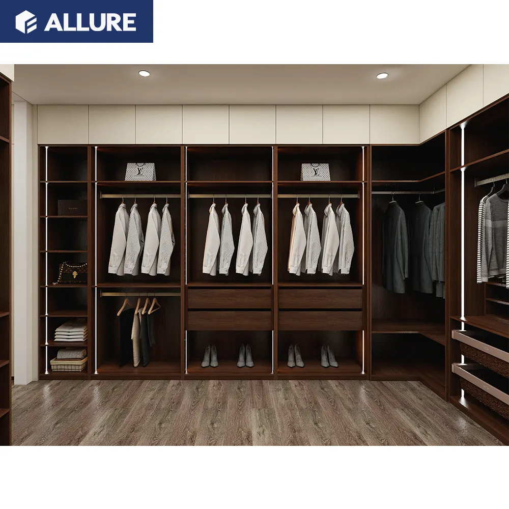 Allure tasarım Walk-in giysi ajanda Almari dayanıklı avrupa sunta lake mobilya dolap ahşap dolap Modern