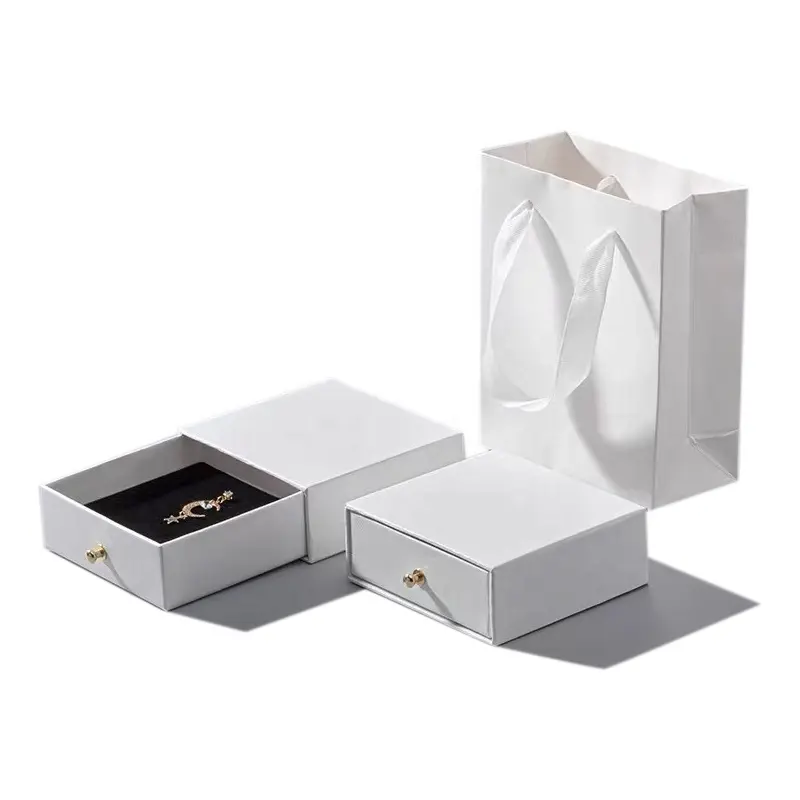 Boîte de cadeau en papier noir blanc, emballage de bijoux, boucle d'oreille, personnalisé, impression de votre logo avec meta, vente en gros, 5 pièces