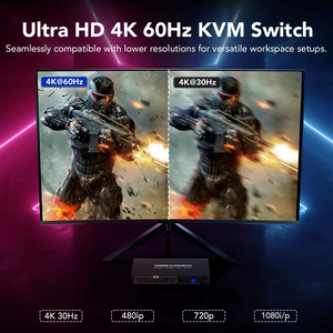 SYONG 4K60Hz HDMI 2,0 Conmutador KVM 1 Monitores 2 Ordenadores 4 Teclado USB Ratón para 2 Ordenadores Compartir 1 Monitores con Control