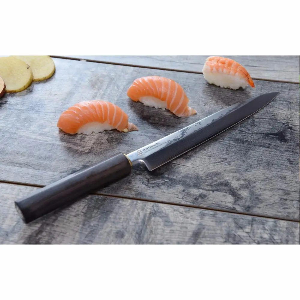 Facas profissionais de cozinha yanagiba, facas de aço de alto carbono de 8 polegadas para entalhar sushi ou mergulho