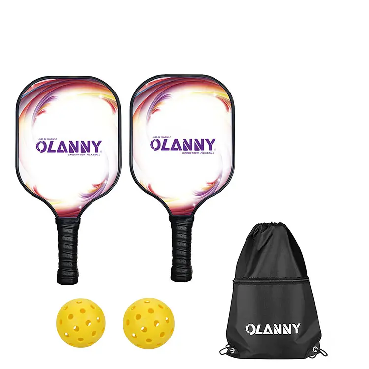 OEM Customized Smooth Surface Carbon Fiber USAPA Pickleball Paddles Set Of 2 with four Pickleballs