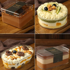 Food Container Disposable <strong>Mini</strong> Cake square <strong>Box</strong> with Dome Lids Plastic Cookies Packaging <strong>Box</strong> for Tiramisu Packaging Transparent - Product Image 2