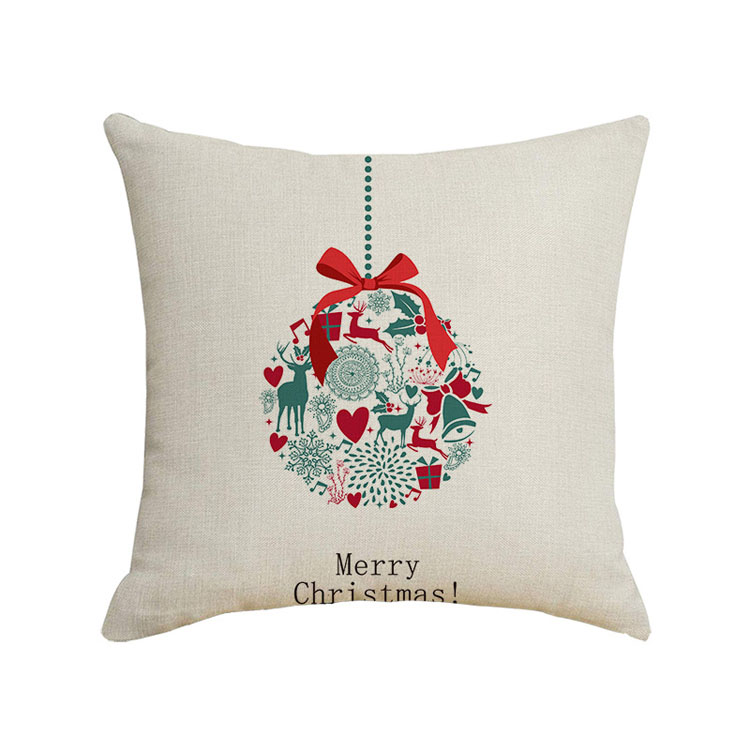 Christmas Snowflake Plaid Letters Deer Print Linen Cushion Cover Wholesale
