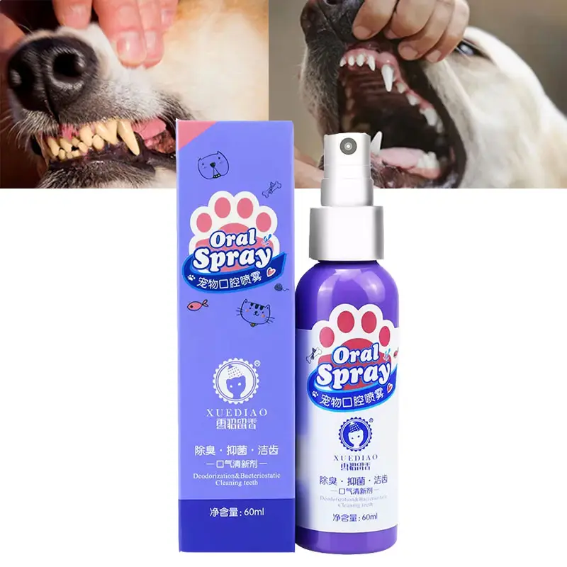 Spray per l'alito dell'animale domestico per l'alitosi cane Spray orale cane gatto igiene orale per mal di denti