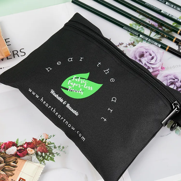 Custom Print Logo Travel Zipper Make up Cosmetic Bag Embalagem promocional Presente em branco Lápis Pouch Cotton Canvas Zipper Pouch Bag