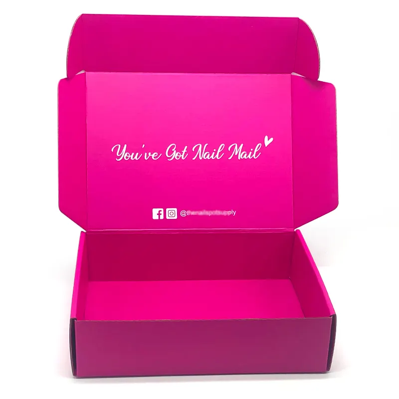 Caja de regalo de embalaje de esmalte de uñas corrugado, etiqueta privada personalizada, con divisor, prensa falsa para cosméticos