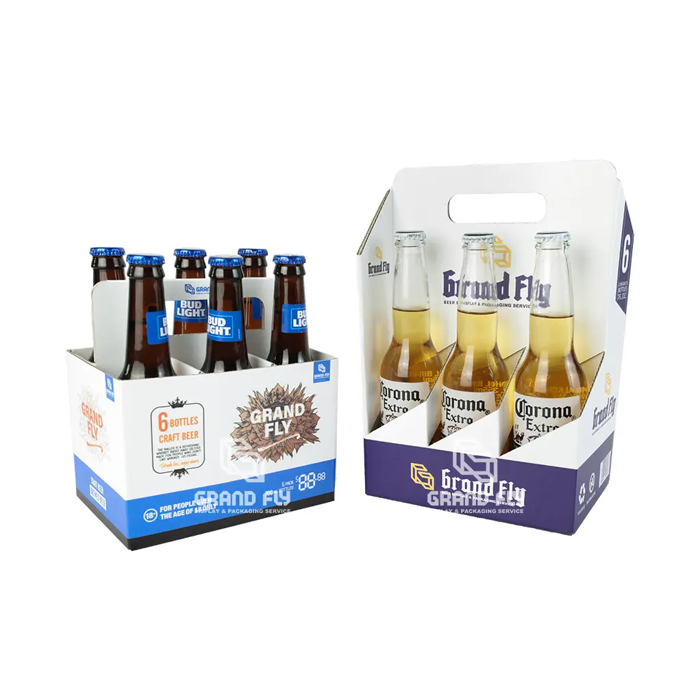 Carton de support de caisse de bière personnalisé Lot de 4 6 boîtes d'emballage pour porte-bouteilles de bière pour bouteilles de bière