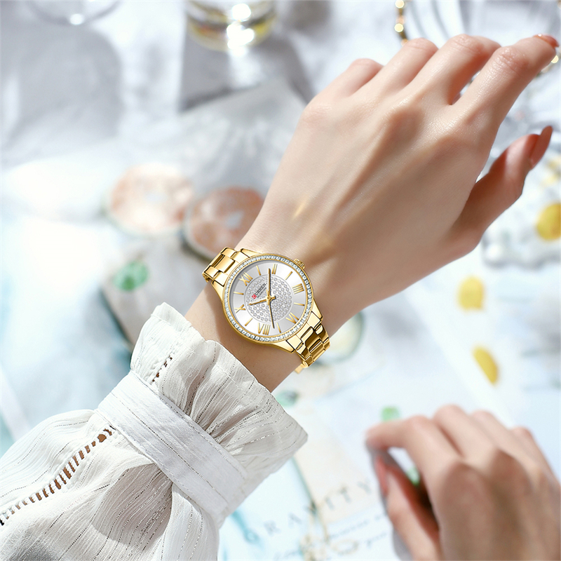 CURREN Top Brand Fashion Ladies Watches Stainless Steel Band Quartz Female Wristwatch Ladies Gifts Clock Relogio Feminino