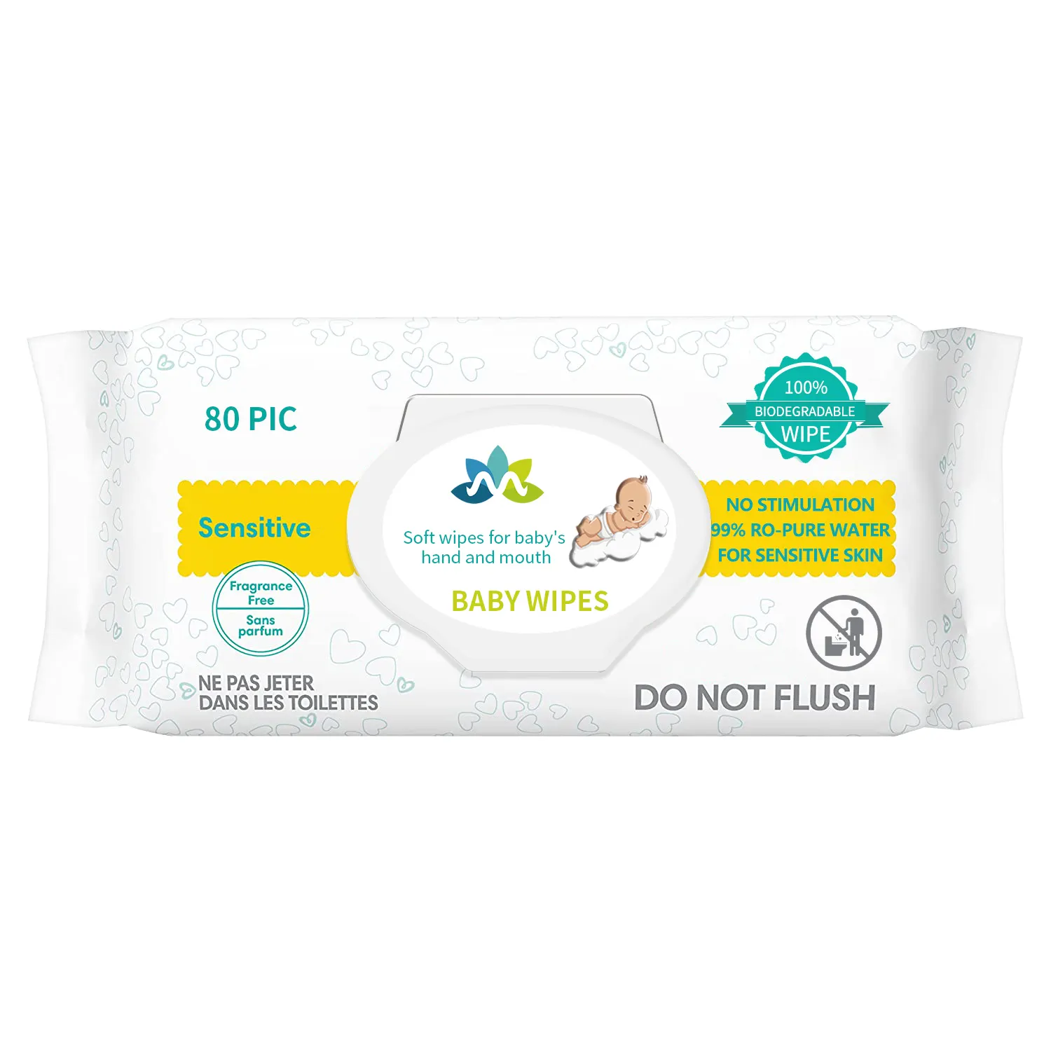 Lingettes humides pour bébés non parfumées et hypoallergéniques 99% RO Pure Water Soft Eco-friendly pour peaux sensibles