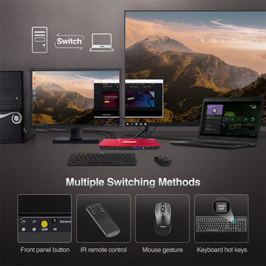 TESmart 4x2 KVM交换机4K 60HZ支持键盘热键红外额外USB 2.0 EDID仿真器4端口VGA KVM交换机双显示器 - Product Image 2