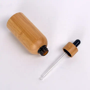 Garrafa de bambu de venda quente 30ml 50ml frasco conta-gotas de vidro vazio concha de bambu dentro de vidro garrafa de óleo essencial