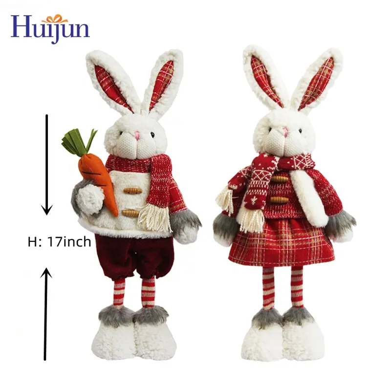 Wholesale New arrival Handmade Long-eared Plush Soft Stuffed Easter Bunny Rabbit Doll Spring Decoration Easter Decoration