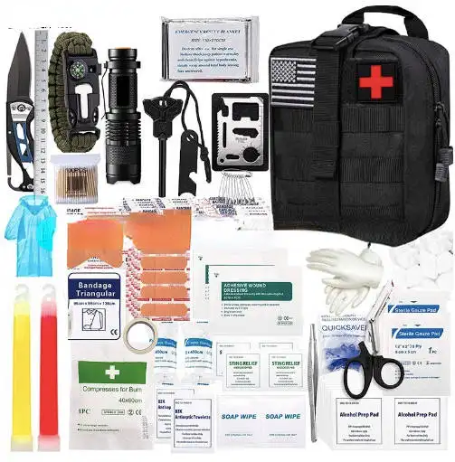 Kit de supervivencia de emergencia táctico de viaje, bolsa para acampar, trauma, supervivencia, equipo de primeros auxilios