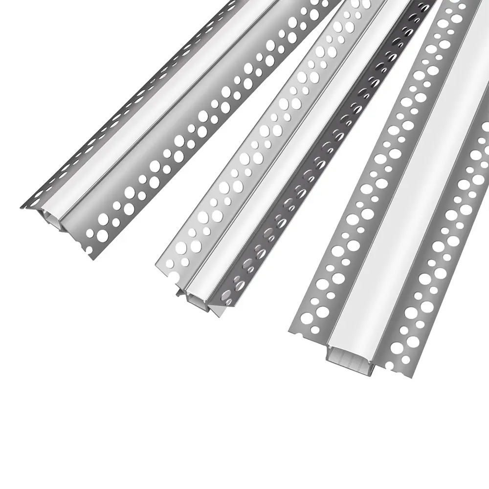 Tira led de aluminio con rodapiés, 1m, 2m y 3m, tira curva de extrusión, canal de luz, yeso