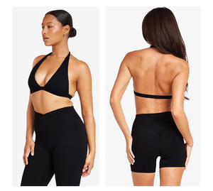 Yeni derin <span class=keywords><strong>V</strong></span> boyun Halter Strappy spor sutyen özelleştirilmiş kadınlar aç geri egzersiz kırpma üst