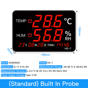 Large <strong>Temperature</strong> <strong>Display</strong> <strong>Temperature</strong> Sensor Data Logger Humidity Meter With Audible Visual Alarm - Product Image 3