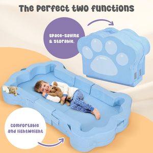 Tenderplayful OEM có thể gập lại di động Toddler du lịch giường mềm bọt sàn giường với có thể giặt bìa an toàn trẻ em ngủ cot màu xanh - Product Image 1