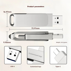 ที่ใส่แฟลชไดร์เวอร์2 in 1ที่เป็นโลหะ USB-C สูงสุด90เมกะไบต์/วินาทีและ USB USB3.0 - Product Image 2
