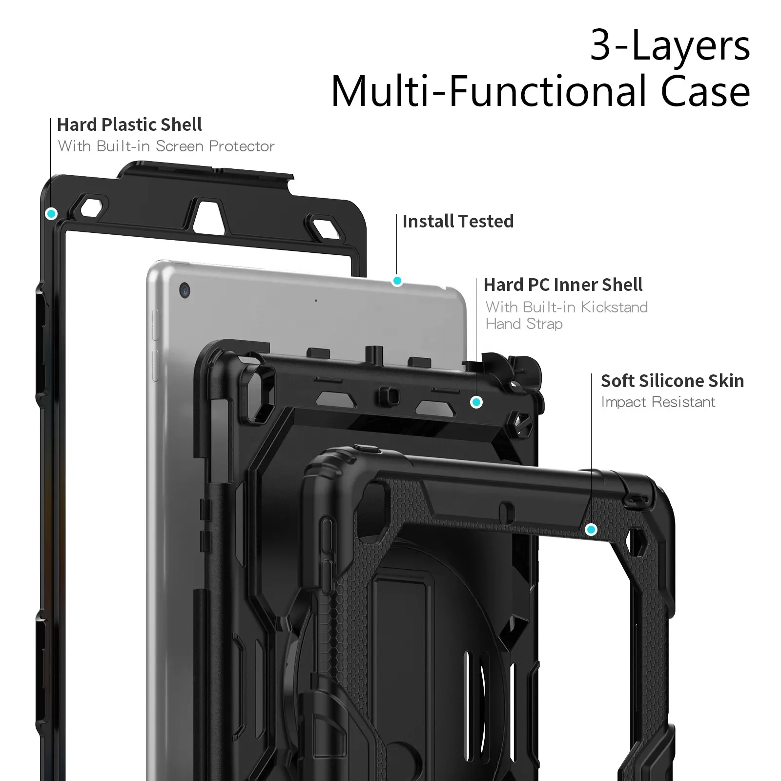 Heavy duty robusto tablet à prova de choque para Samsung caso para Galaxy TAB A8 10.5 com alça de mão kickstand rotação embutida