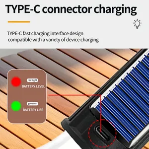 Kanca tipi ile taşınabilir COB ampul LED kamp lambaları-C güneş enerjili açık çadır aydınlatma 3 modu parlaklık - Product Image 4