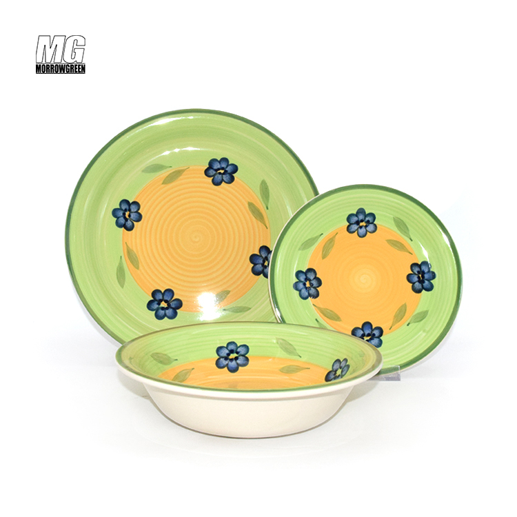 Ceramic Stoneware Porcelain High Quality Plate Bowl Golden Edge Dishes & Plates Luxury Round dinner plate set