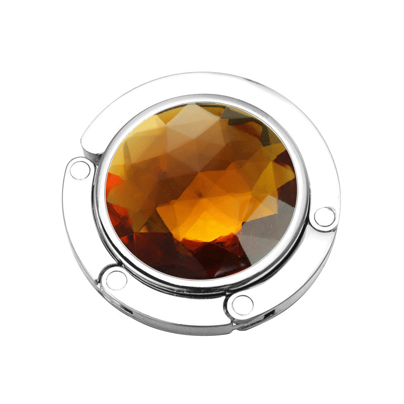 Gancho redondo plateado para bolso - Diamante marrón