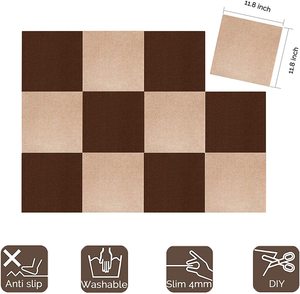 Oturma odası kaymaz Pet mat çizgili kendinden yapışkanlı ses geçirmez kare dikiş halısı alan kilim yıkanabilir mat - Product Image 4