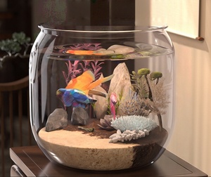 JSD Máy Tính Để Bàn Vòng Glass <span class=keywords><strong>Globe</strong></span> Fish Tank Aquarium Bình Ánh Sáng Oxy Bơm Thực Tế Cho Sử Dụng Hàng Ngày Ngân Sách Thân Thiện Tùy Chọn - Product Image 6