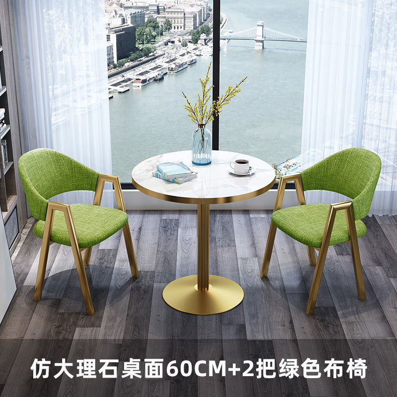 table and 2 chairs with green fabric 60x60x75cm