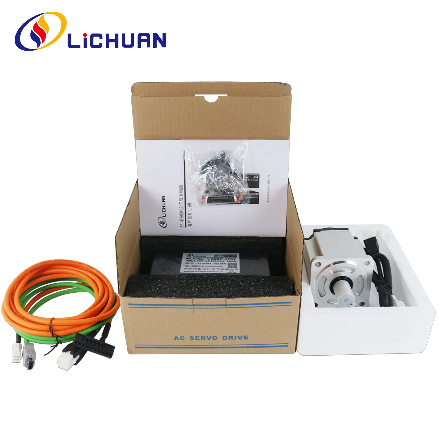 Lichuan 220V 3000RPM IP65 AC เซอร์โวมอเตอร์และไดรเวอร์ A5 Series 200W 400W 600W 750W 1000W AC เซอร์โวมอเตอร์ไดรเวอร์ชุดสําหรับหุ่นยนต์
