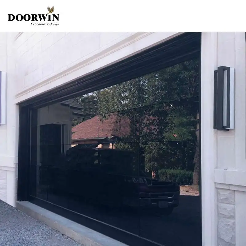Pabrik Kustom rumah Villa desain Modern aluminium kaca pintu garasi