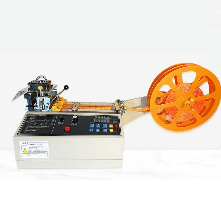 Máquina automática de corte en frío y caliente, cinta de correas con cremallera para corte de tela
