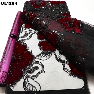 Chất Lượng Cao Hoàng Gia Màu Xanh Nhung Đính Cườm Sequin Thêu Ren Vải Arabic Hồi Giáo Hồi Giáo Áo Choàng Lễ Kỷ Niệm Ăn Mặc Vải - Product Image 6