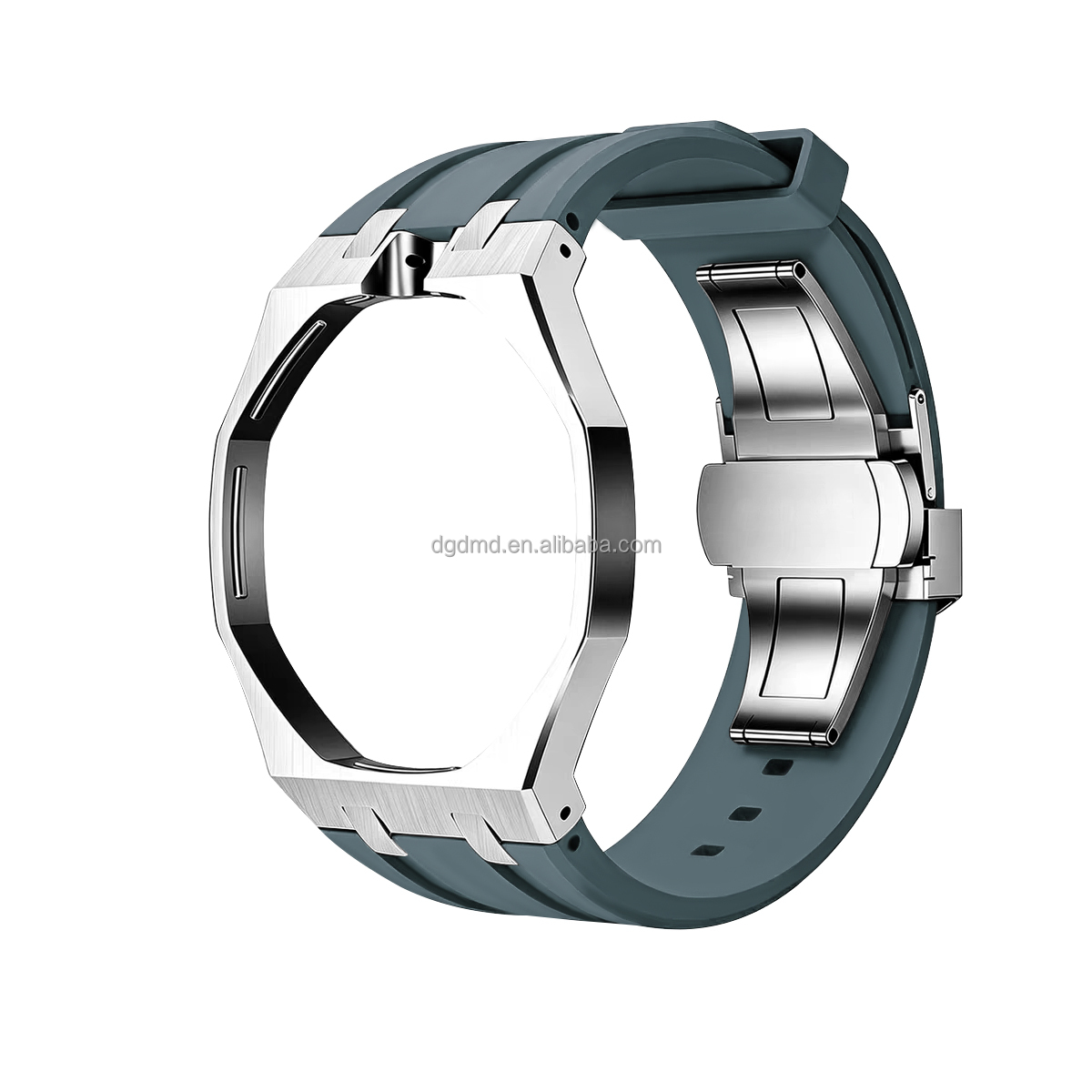 Boîtier argenté 12H + bracelet gris